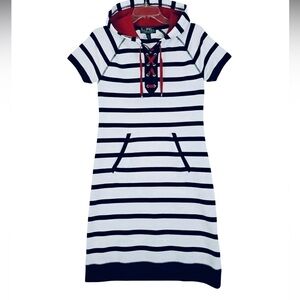 Ralph LaurenActive nautical-themed hooded shirt dress Size XL.